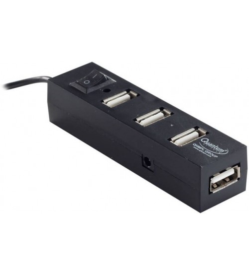 QHMPL 4 Port USB Hub, USB 2.0 High Speed 480 MBPS, QHM6660, 100% Genuine, Black Color